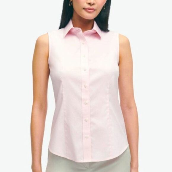 Women Talbots Pink Wrinkle Resistant Sleeveless Shirt Top 8 Preppy Career Summer - Picture 1 of 10